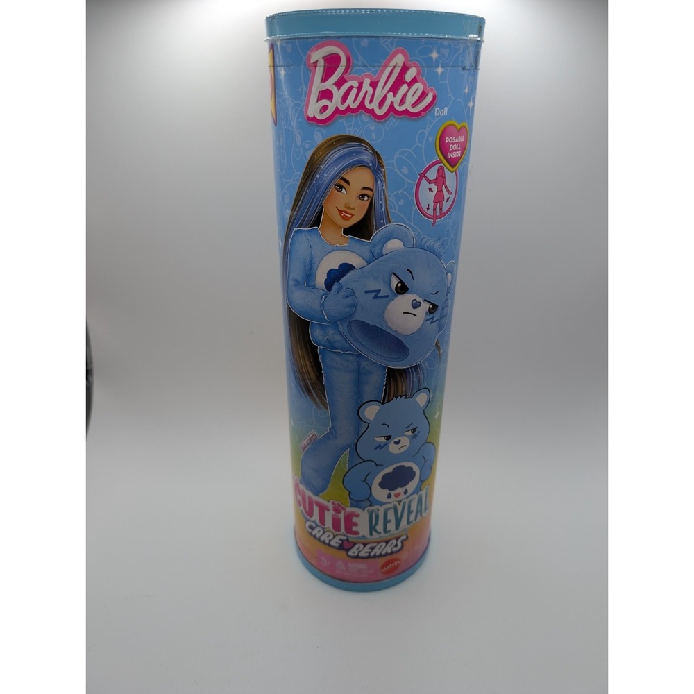 Barbie Cutie Reveal Care Bears Series Doll & Accessories in Grumpy Bear NEW OPEN